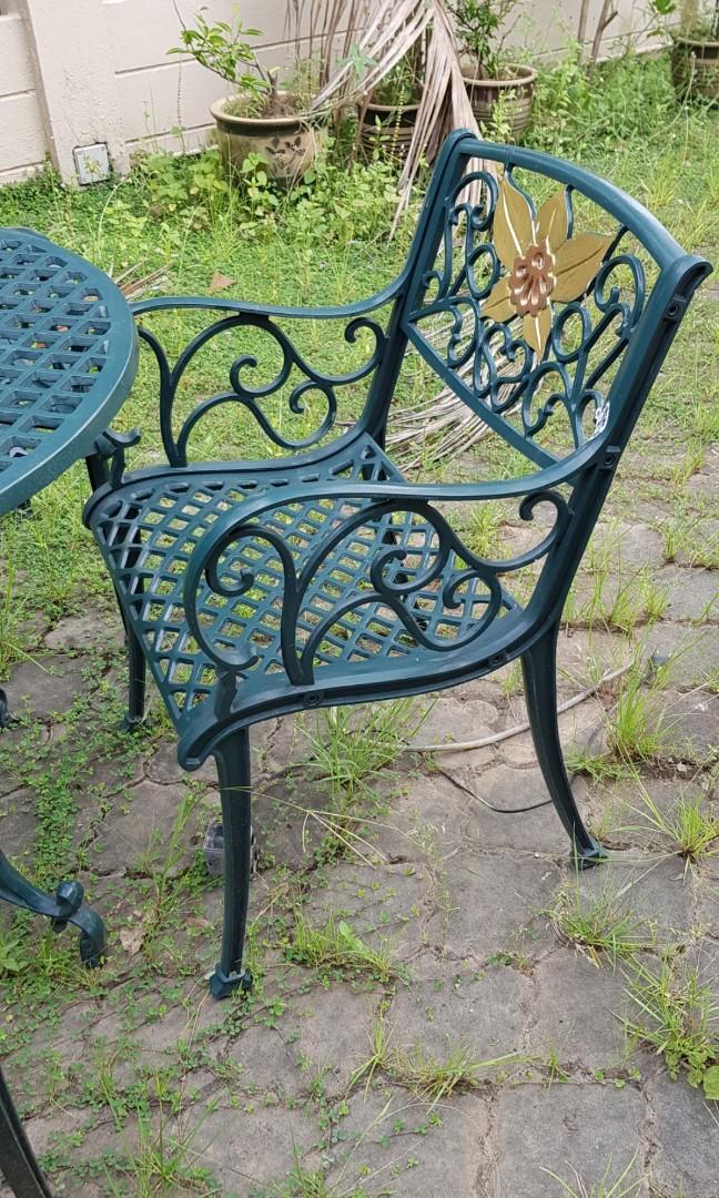 Victron Cast Iron Garden Table and Chair Set, Furniture & Home Living