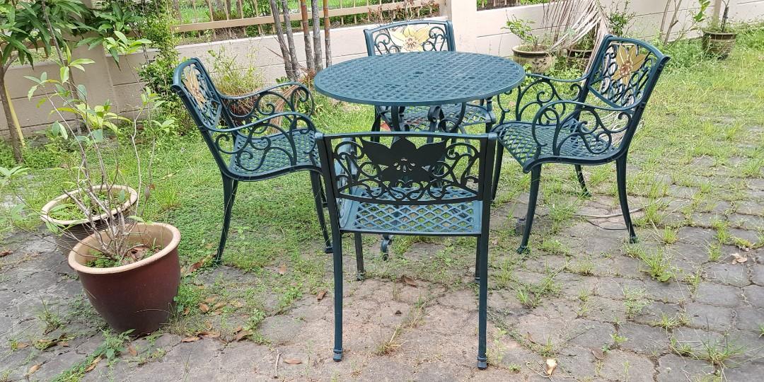Victron Cast Iron Garden Table and Chair Set, Furniture & Home Living, Furniture, Tables & Sets