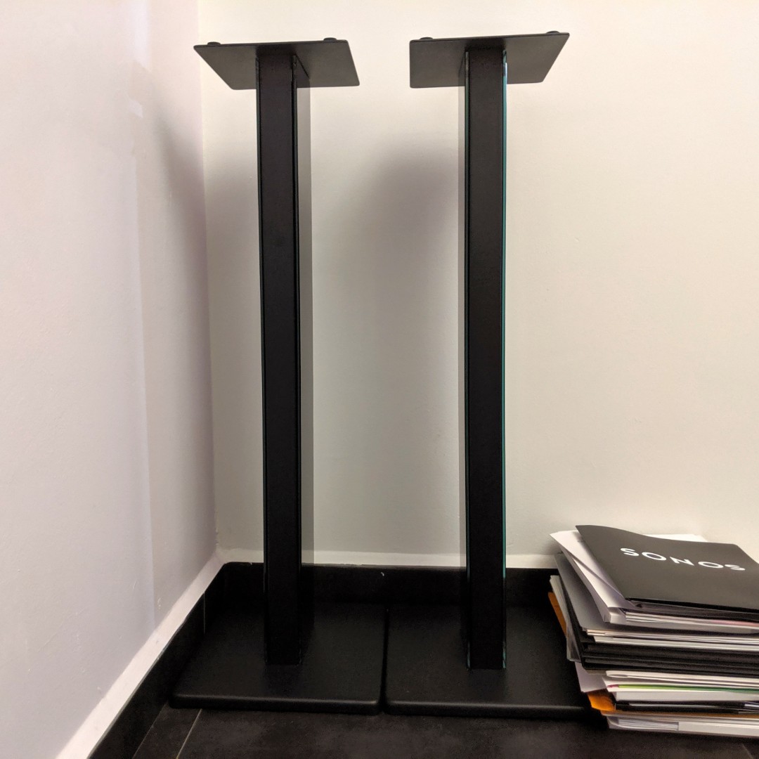 2x 80cm Speaker Stand (Cast Iron with Spikes, Midnight Black), Audio