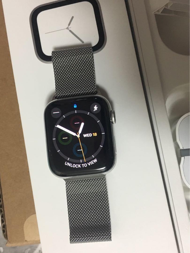 apple watch series 4 44mm stainless steel case with milanese loop