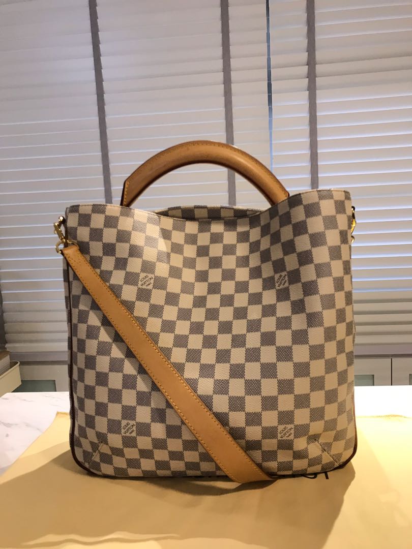 Authentic Louis Vuitton Damier Azur Soffi Shoulder Tote Handbag N41216