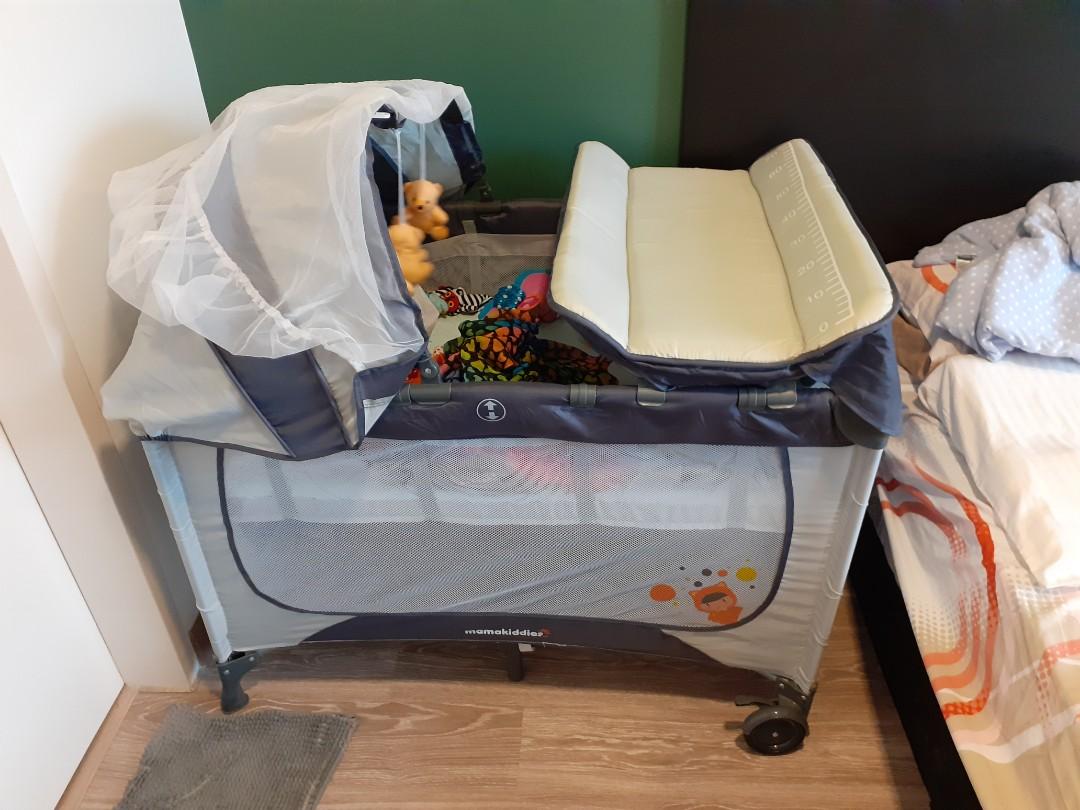 Baby Cot (Category: Cots & Cribs) located in Kuala Lumpur. Submitted by sweeya (Listing ID 252011908, Image 1). Description: Play pen , baby cot and also can be used as co sleeper .. Mosquito net and changing area Just like new Comes with additional mattress.
