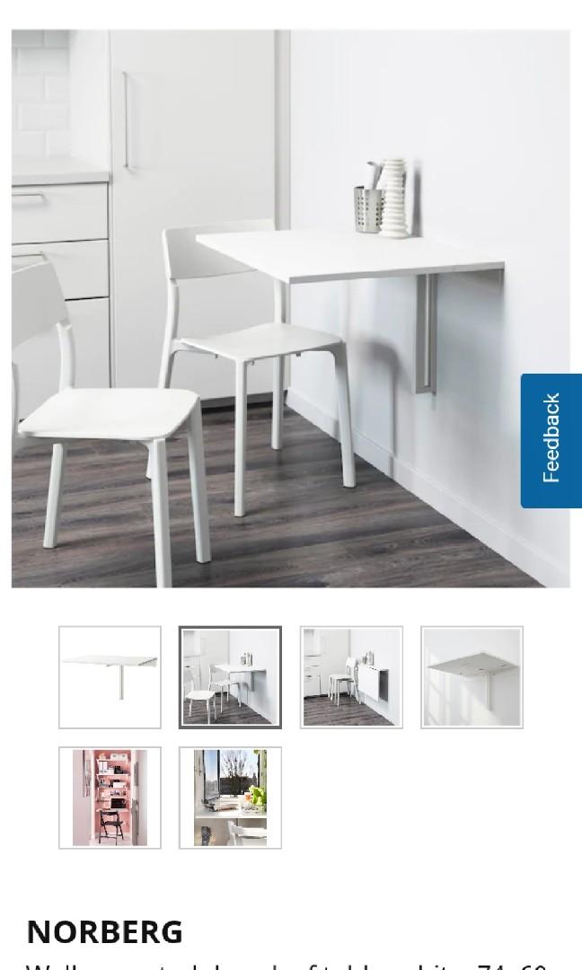 Brand New Ikea Norberg Wall Mounted Drop Leaf Table Home Furniture Furniture On Carousell