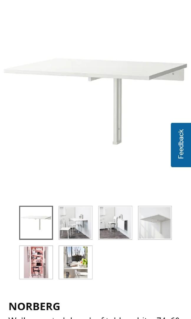 Brand New Ikea Norberg Wall Mounted Drop Leaf Table Home Furniture Furniture On Carousell