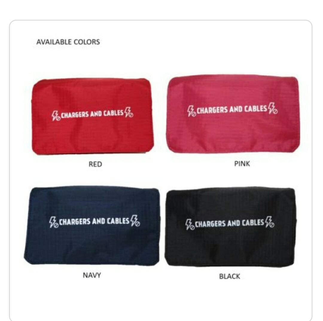 Charger And Cables Organizer (Category: Batteries & Power Banks) located in Taguig. Submitted by decerie09 (Listing ID 110011733, Image 3). Description: Chargers and Cables Organizer ₱390.00 Material: Ripstop Dimensions: 7.25 X 2 X 4.25 4 garterized slots for cords and chargers 2 large compartments for powerbanks, flash drives, and other electronics Transparent front pocket for easy viewing 3 small pockets for small electronic artcles like batter