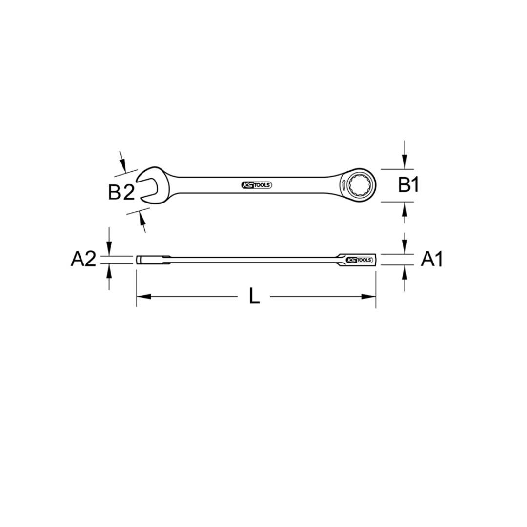 GEARplus combination spanner with ratchet mechanism in ring and open jaw New