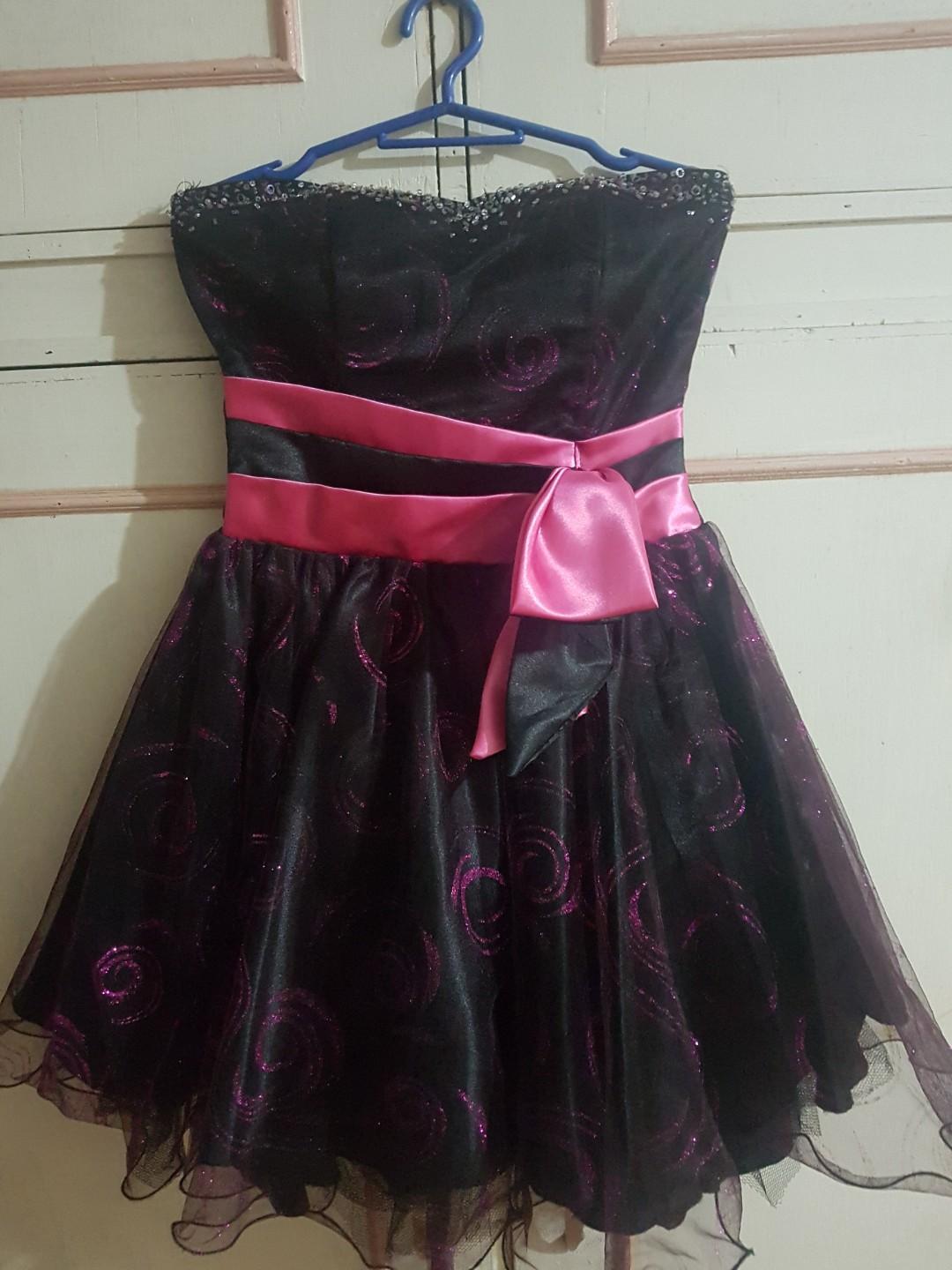 black dress with pink accents