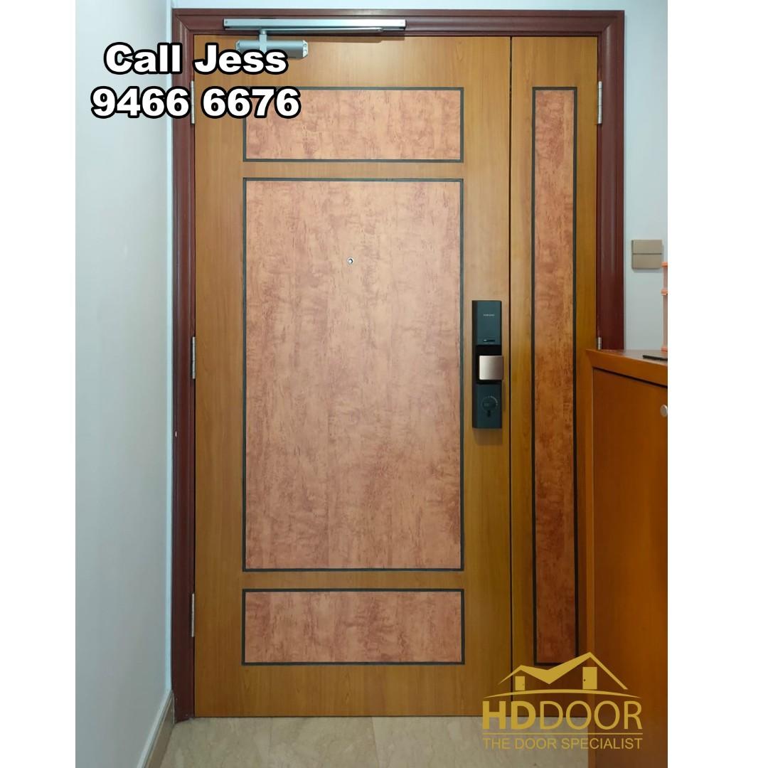 Hdb Laminate Nice Design Fire Rated Main Door And Mid Steel Gate