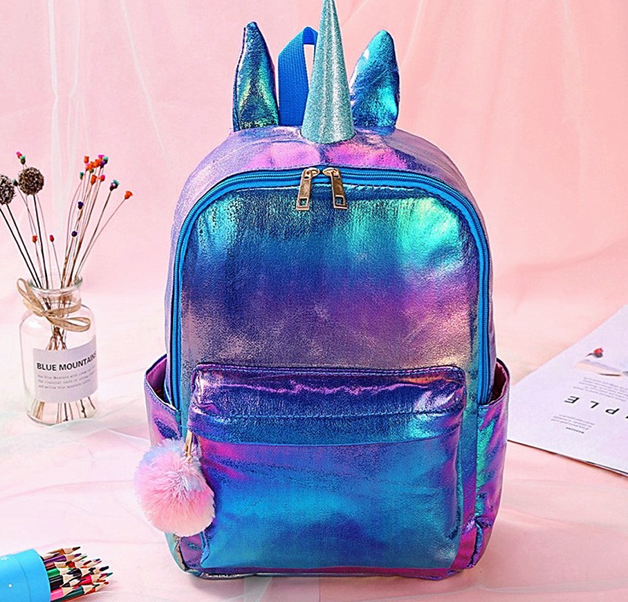 Holographic unicorn bag top