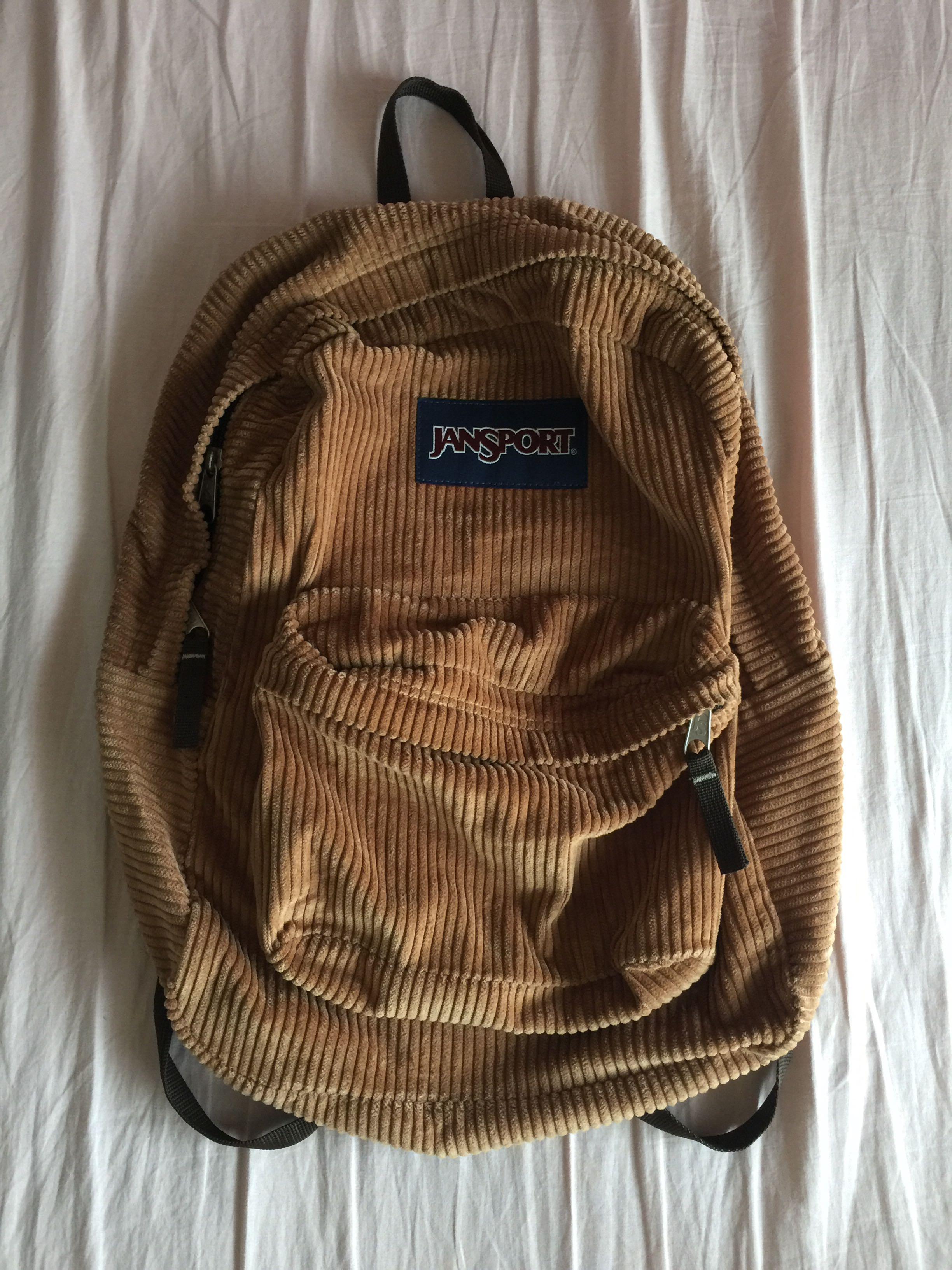 vintage tan corduroy jansport backpack