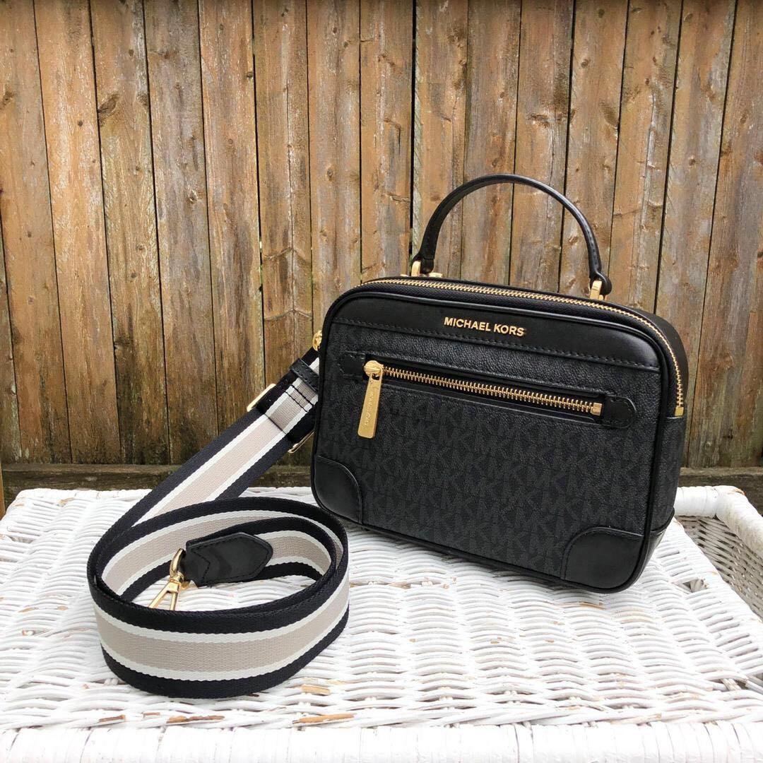 Michael Kors Travel Top handle Camera Bag Crossbody in Signature, Women's Fashion, Bags