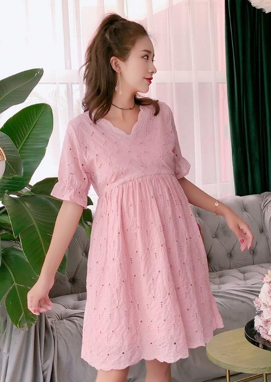 Eyelet maternity top dress