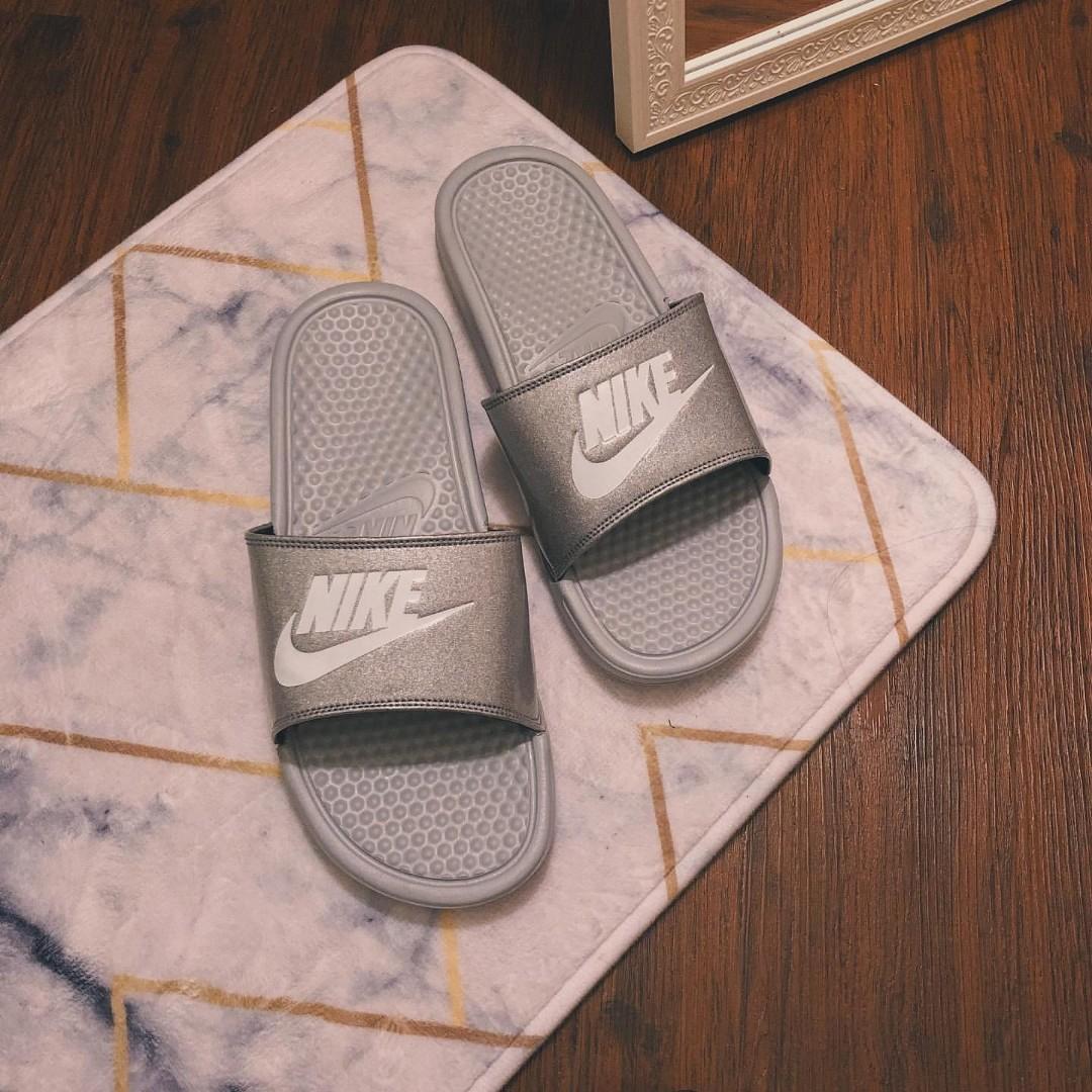 glitter nike slides