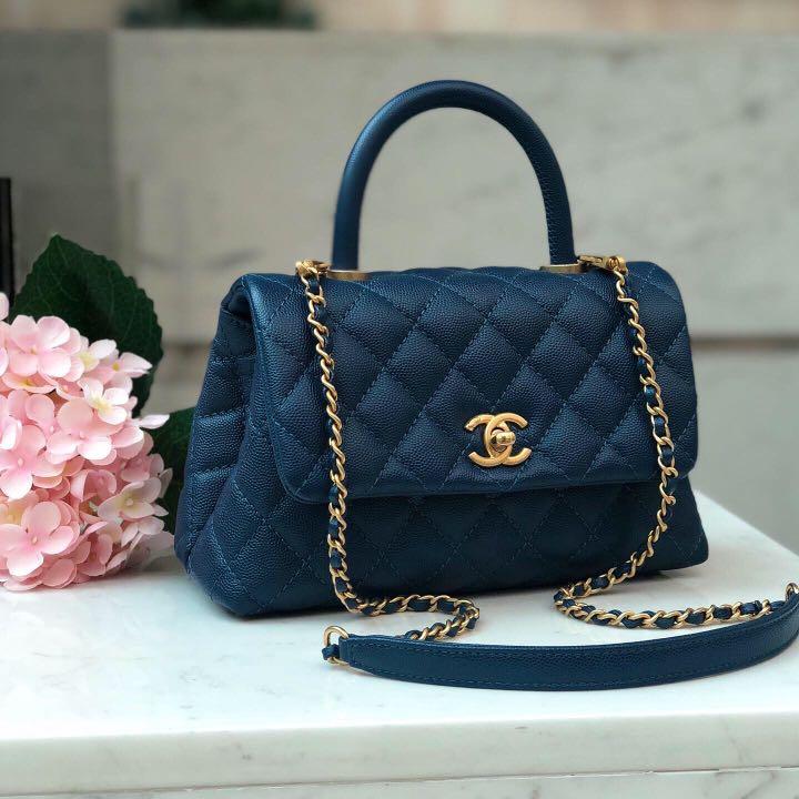 ✖️SOLD!✖️ Super Gorgeous! Chanel Small/Mini Coco Handle in Navy Blue Caviar  GHW, Luxury, Bags & Wallets on Carousell