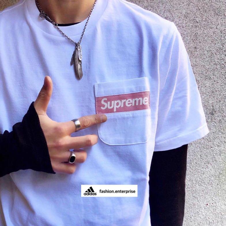 Supreme Mesh Stripe Pocket Tee Men s Fashion Tops Sets Tshirts Polo Shirts on Carousell
