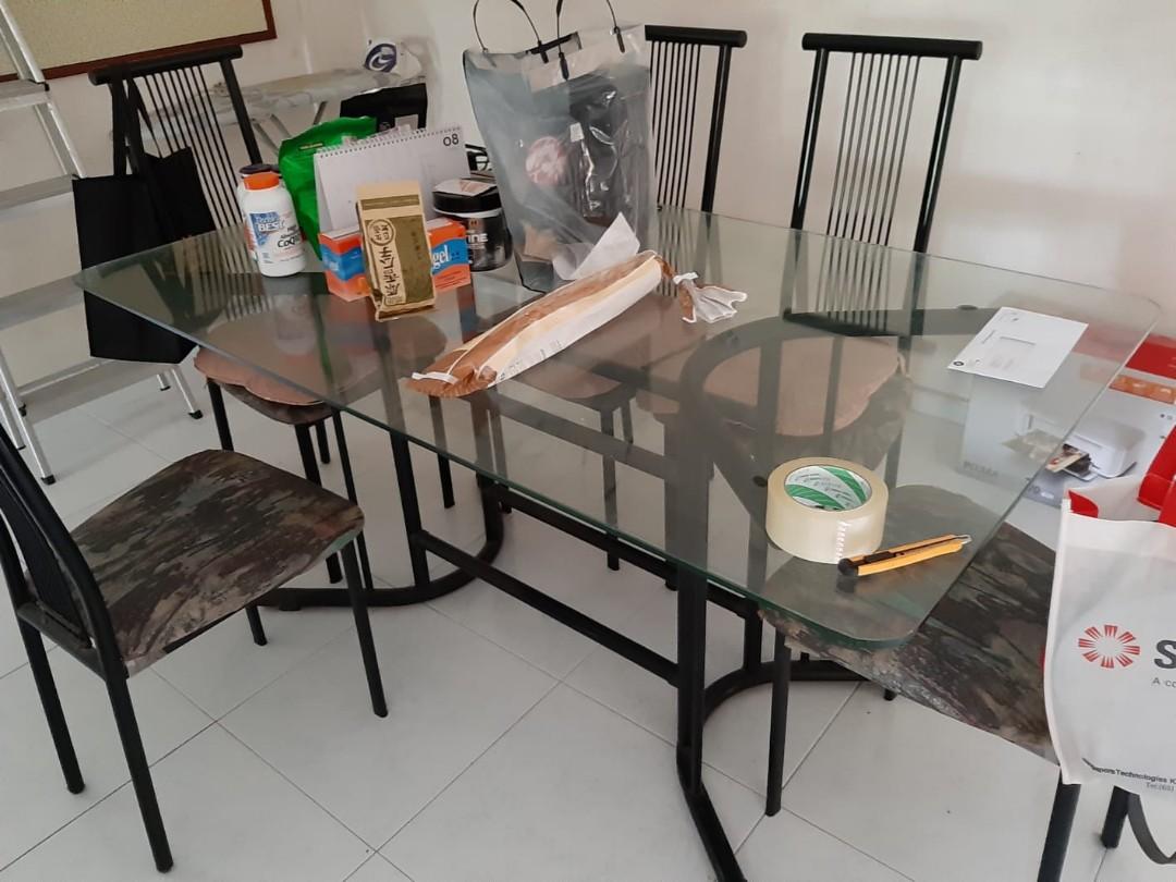 Used Glass Top Dining Table Set With Chairs Furniture Tables Chairs On Carousell