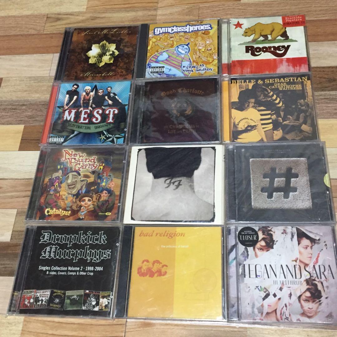 Various Punk/Indie/Rock albums (Category: CDs & DVDs) located in Calamba. Submitted by householdistro (Listing ID 252001272, Image 1). Description: Sarah Mclachlan P280 Gym Class Heroes P280 Rooney P280 Mest P280 Good Charlotte P280 Belle And Sebastian P280 New Found Glory P380 Foo Fighters P340 Death Cab For Cutie P280 Dropkick Murphys P340 Bad Religion P380 Tegan And Sara P280 Payment: BPI / BDO / GCash / Palawan Meetup: Makati / Alabang / Cala