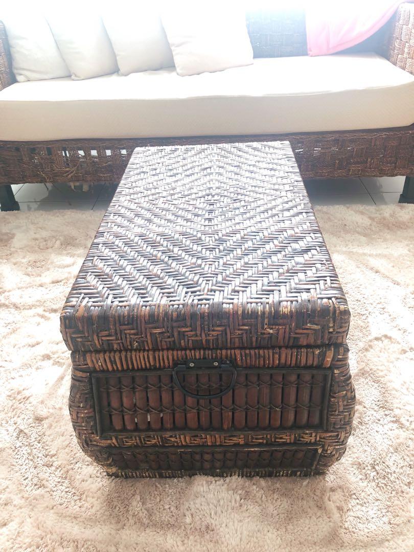 Wicker chest / baul / center table, Furniture & Home Living, Home ...