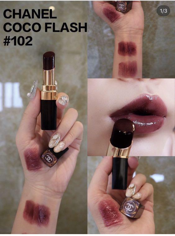 $225 Chanel Flash Lipstick #102 Noir 深紅色唇膏, 美容＆化妝品, 健康及美容- 皮膚護理, 化妝品-  Carousell