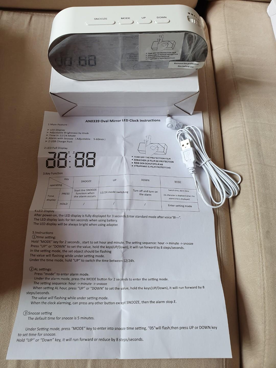 >Oval Mirror Led Clock An0339 Electronics Others On Carousell