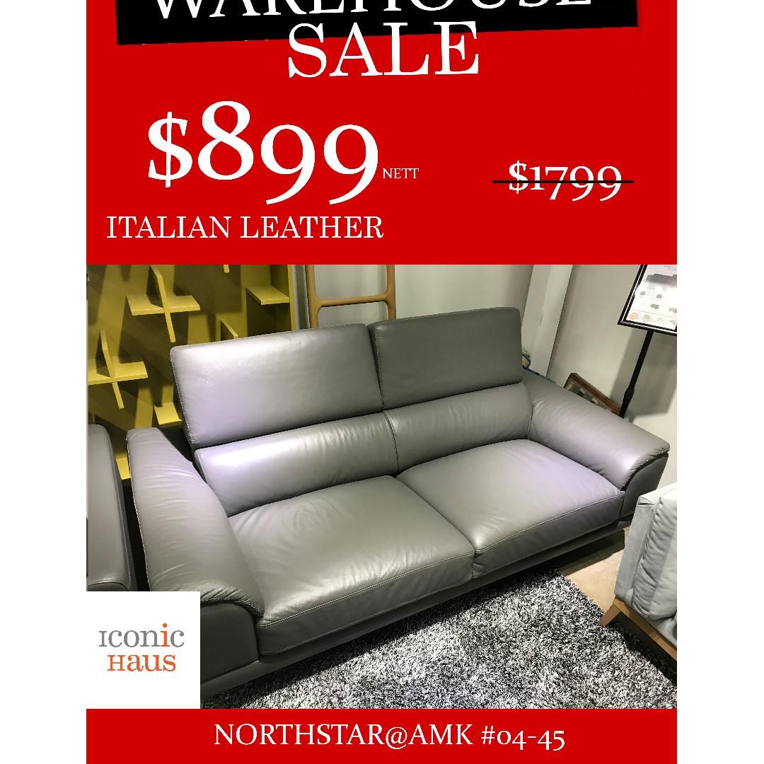 DOLCE 3 Seater Italian Leather Sofa, Furniture & Home Living, Furniture