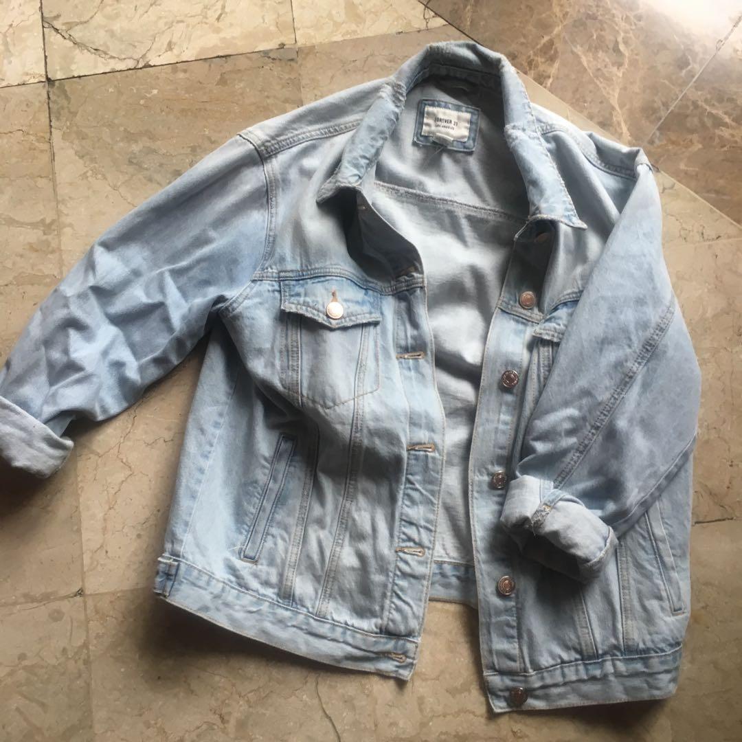 Forever 21 denim jacket, Fesyen Wanita 