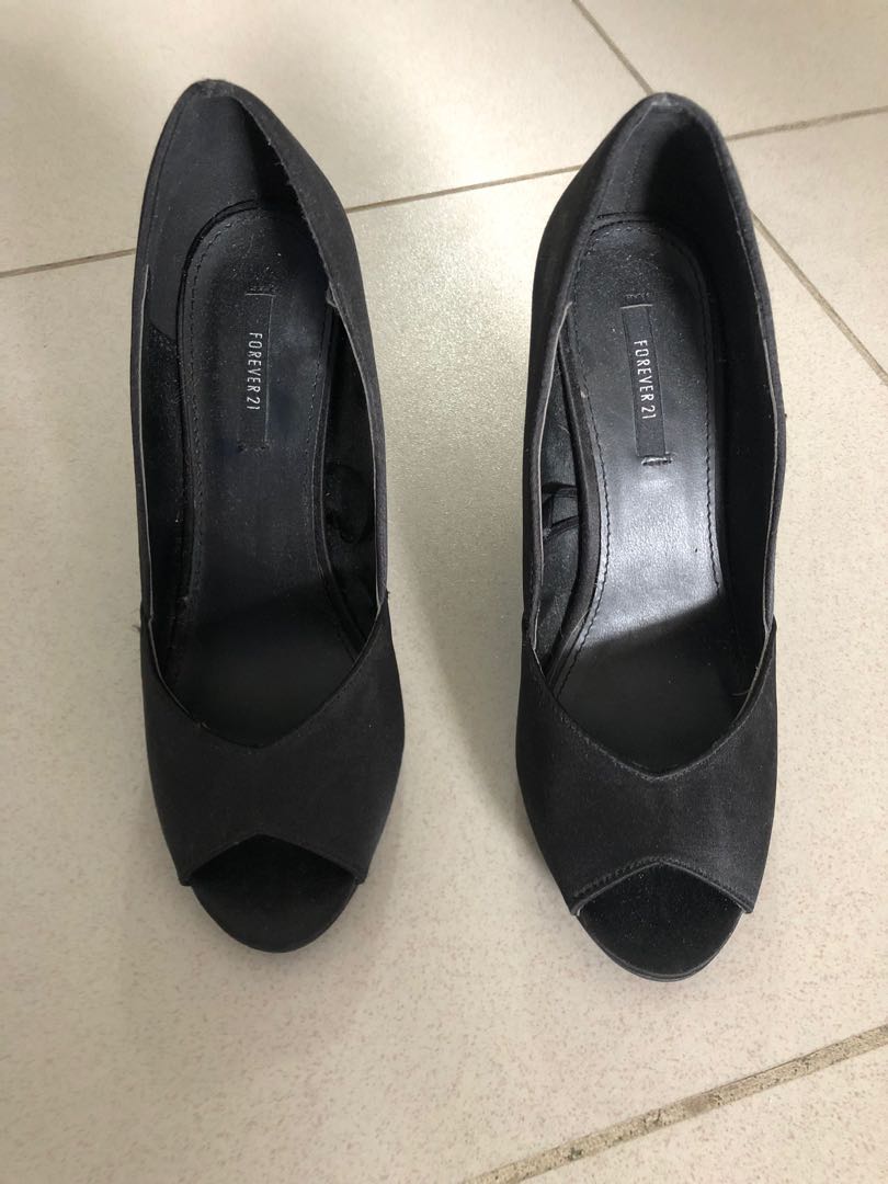 satin black heels