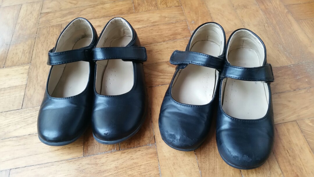 Girls black leather school shoes online