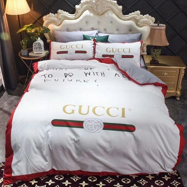 Gucci Luxurious Soft Cotton Bedsheets Set Furniture Home Decor