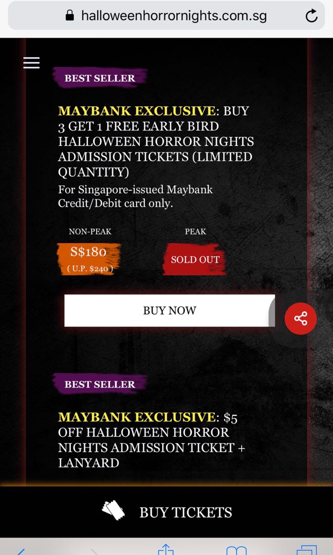 Cheapest Halloween Horror Night 9 Hhn9 Non Peak Tickets 4 October 2019 Entertainment Events Concerts On Carousell