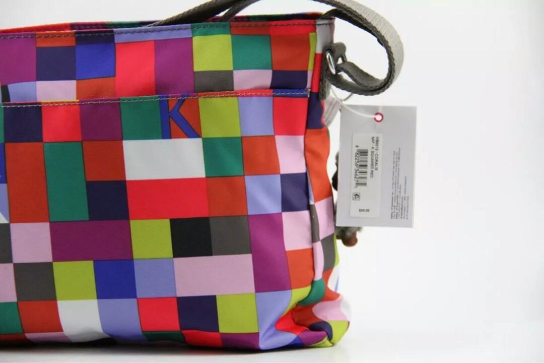 Kipling CORALIE Squared Red Shoulder Crossbody Bag, Women's Fashion