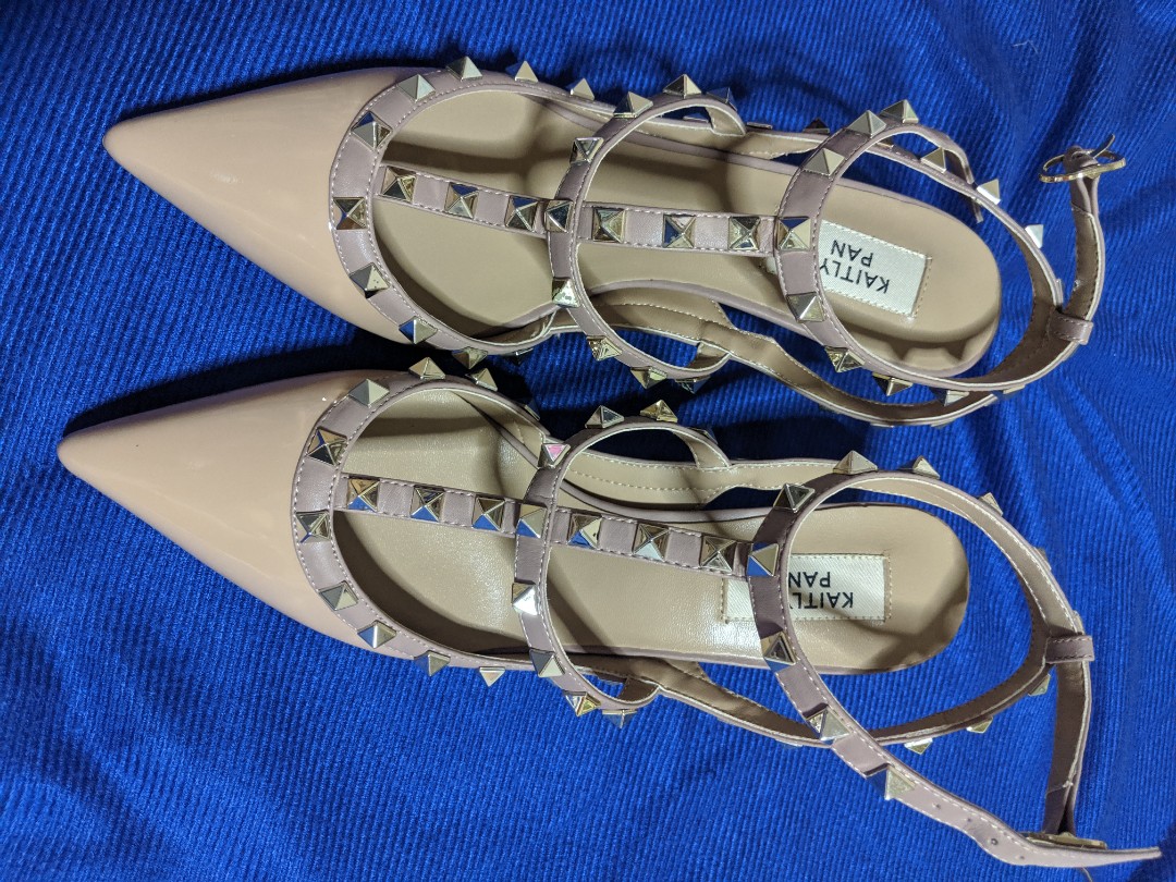 New Kaitlyn Pan Rock Studded Kitten Heels Size 38 Women s Fashion