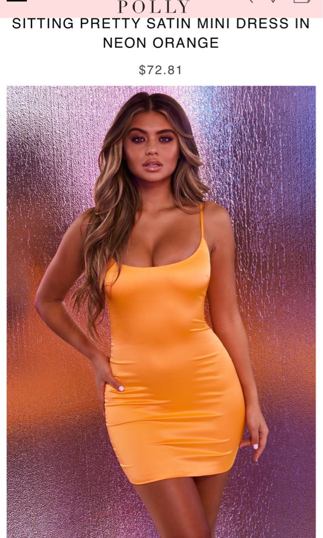 oh polly satin orange dress