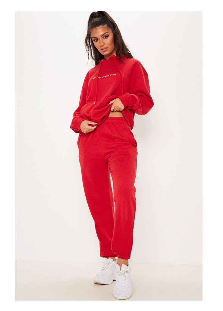 Pretty Little Thing PLT Red Joggers