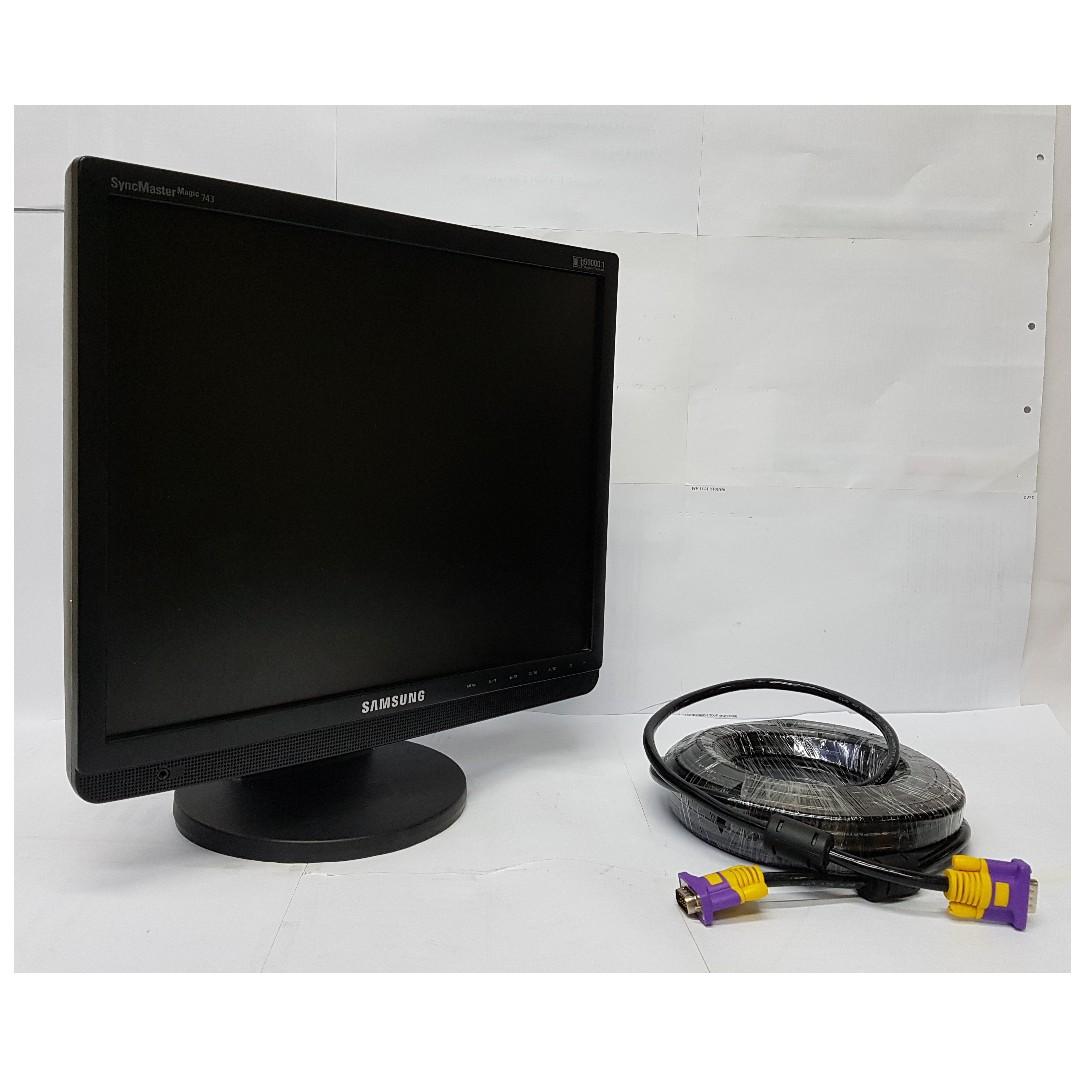 samsung syncmaster magic cx743b 17 inch lcd monitor with vga cable male to male connector 15 meters
