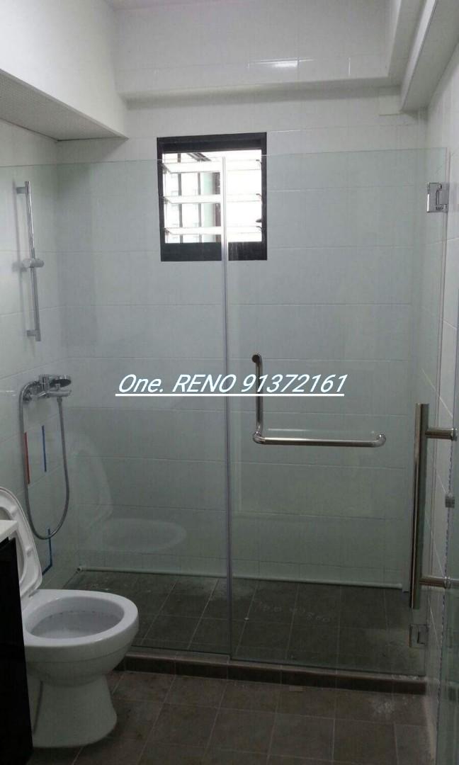 shower screen frameless tempered glass 1 fixed 1 swing factory promo to end user