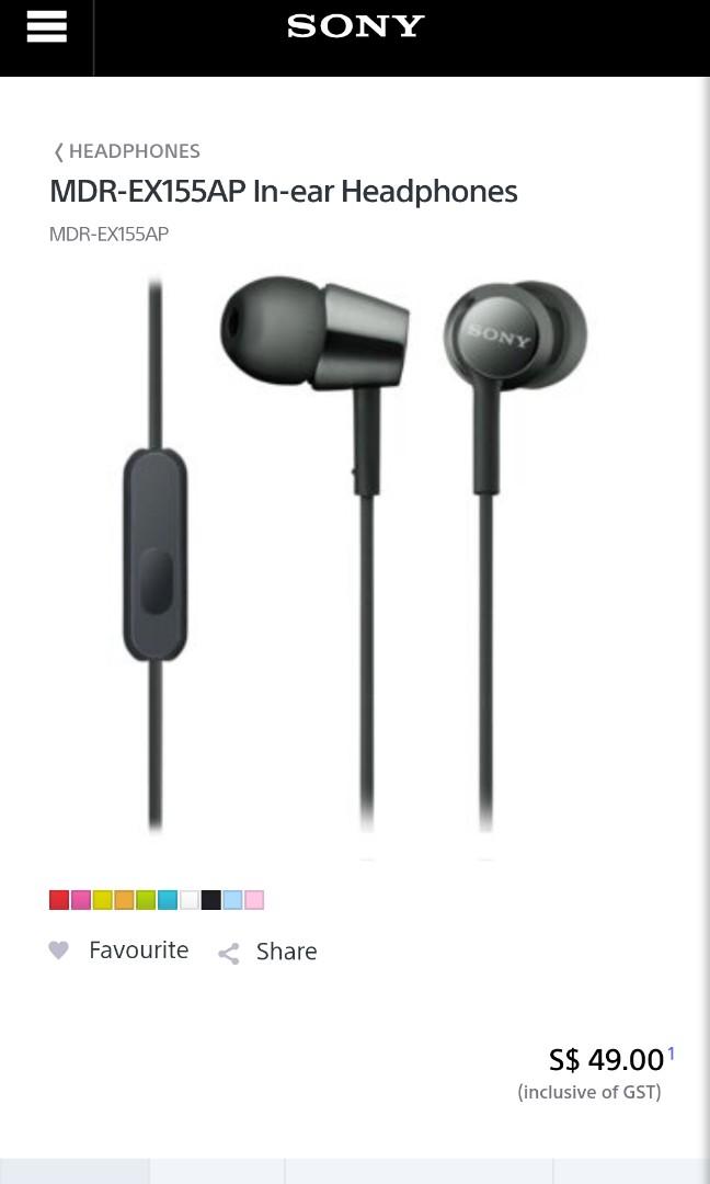 SONY Earphones MDR EX150AP price slashed to clear Audio Headphones Headsets on Carousell