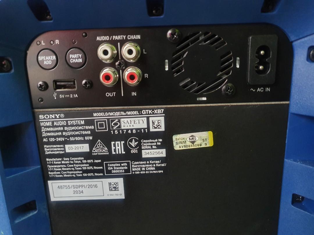 Sony GTKXB7 High Power Home Audio System with Bluetooth (Blue), Audio