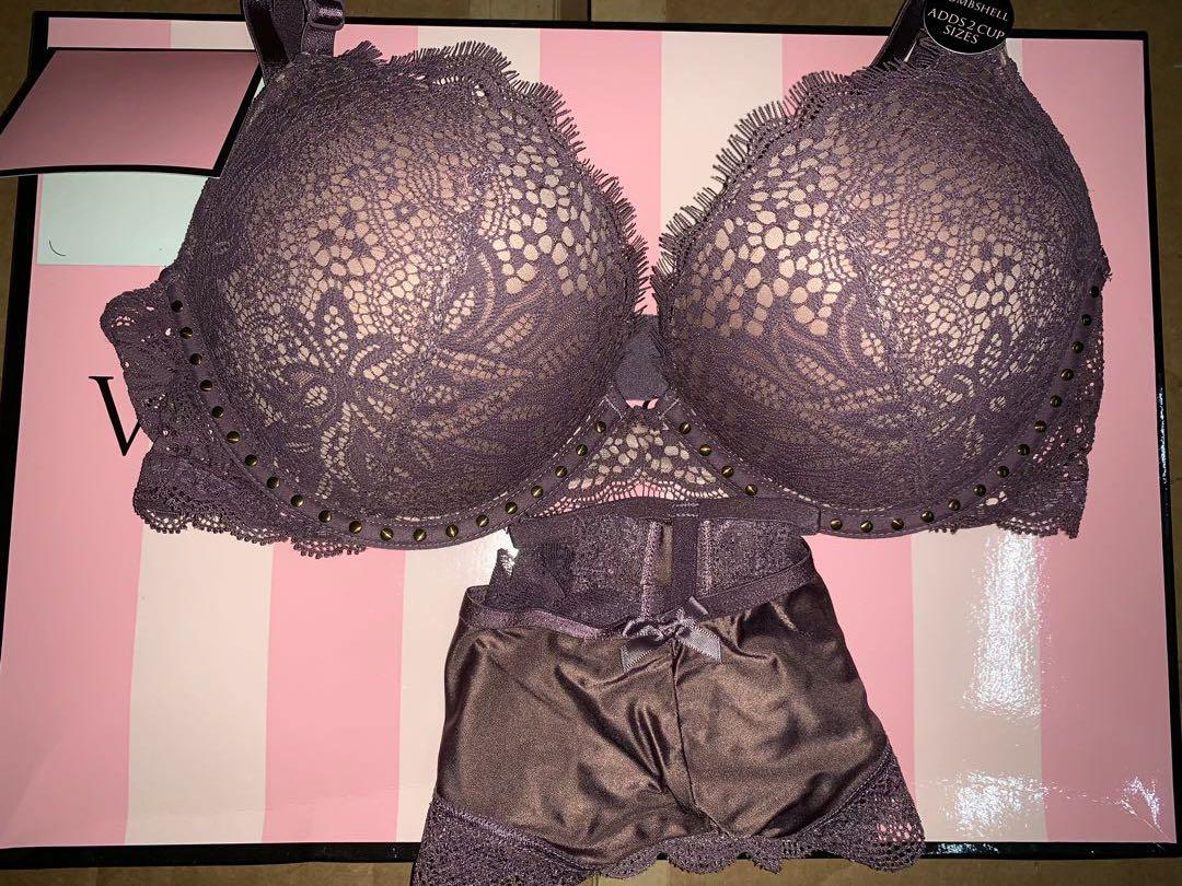 Victoria S Secret Bombshell Bra Set Women S Fashion Clothes Others On Carousell Victoria's secret 32a bombshell bra set+s thongs maroon burgundy red embroidered. victoria s secret bombshell bra set