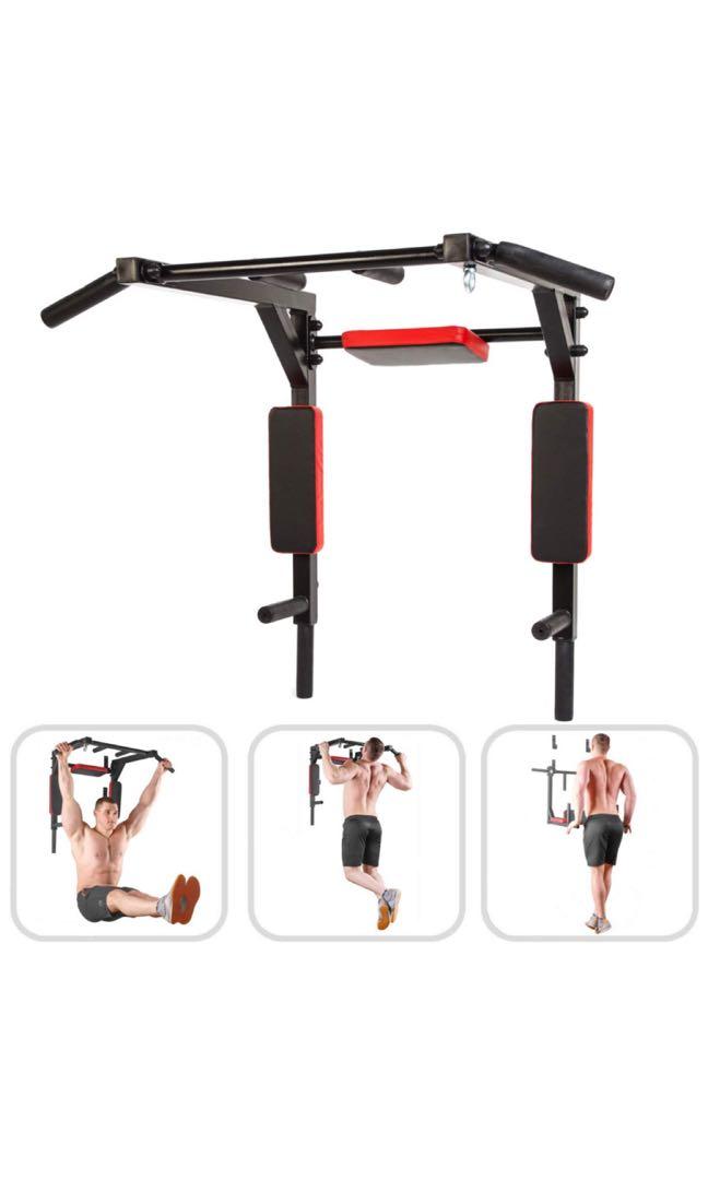 Wall Mounted Pull Up Bar and Dip Station with Vertical Knee Raise