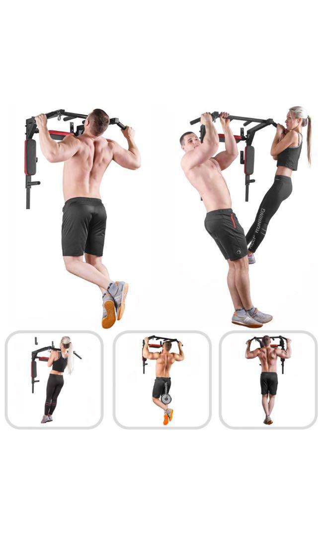 Wall Mounted Pull Up Bar and Dip Station with Vertical Knee Raise ...
