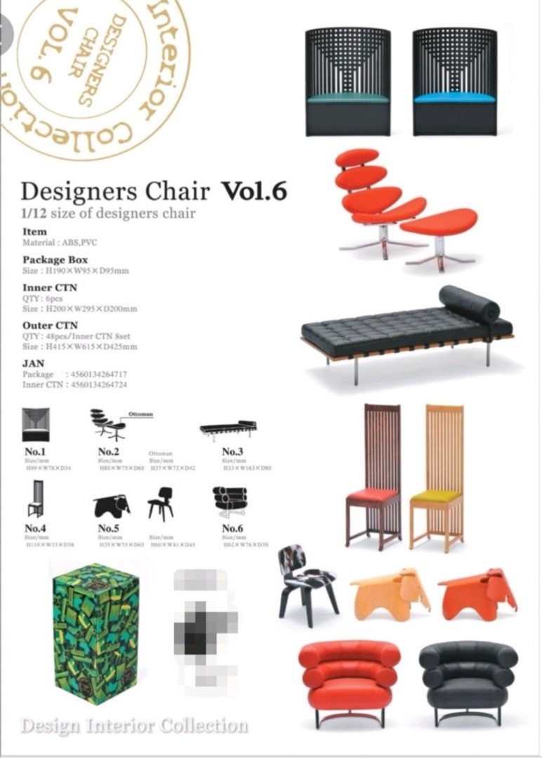 絕版全新DESIGN INTERIOR COLLECTION Miniature 1/12 Designers Chair