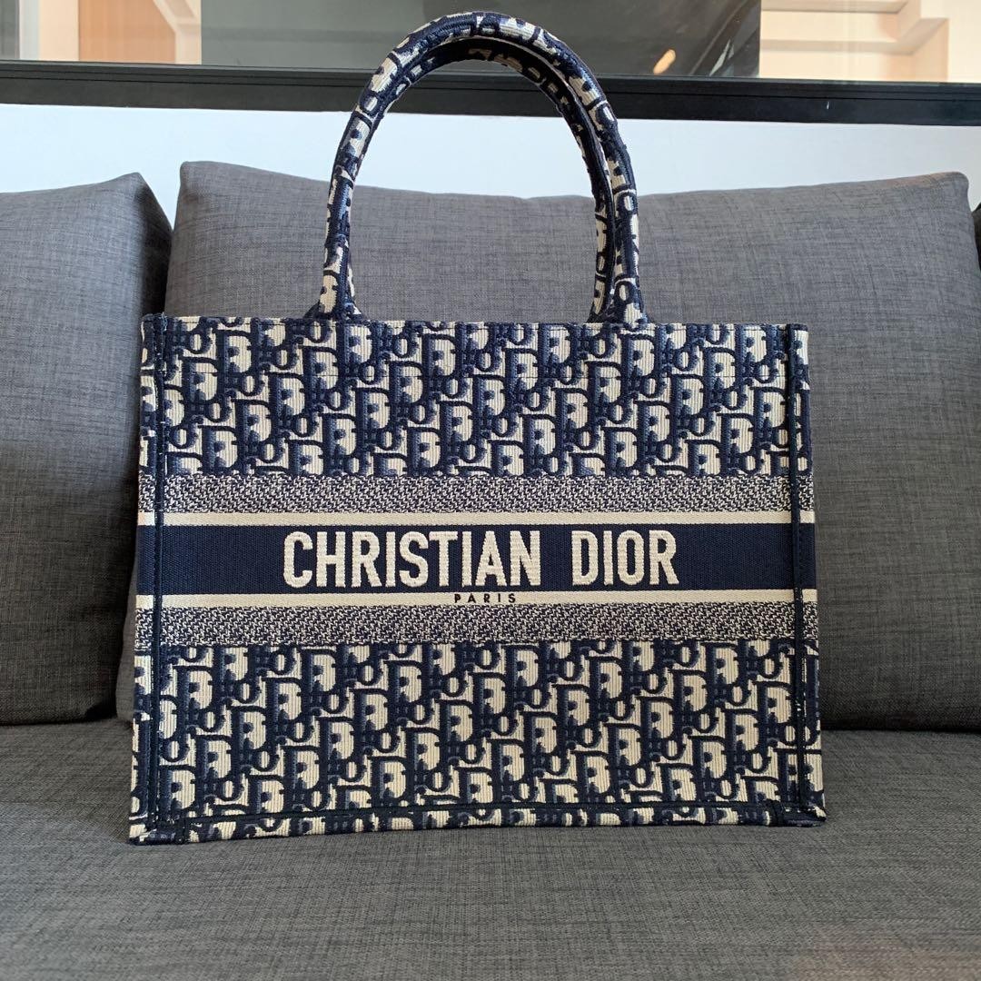 Christian Dior Oblique Small Book Tote Blue