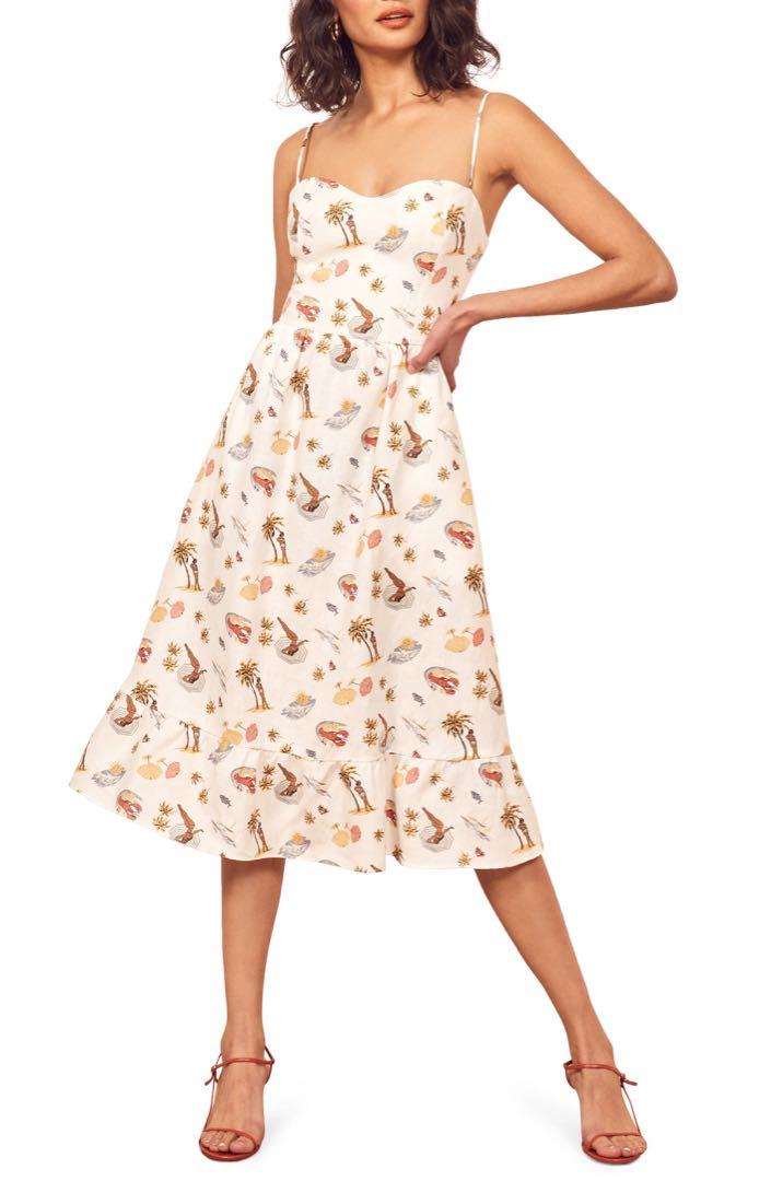Authentic Reformation Printed Eileen Midi Dress Women s Fashion Dresses Sets Dresses on Carousell