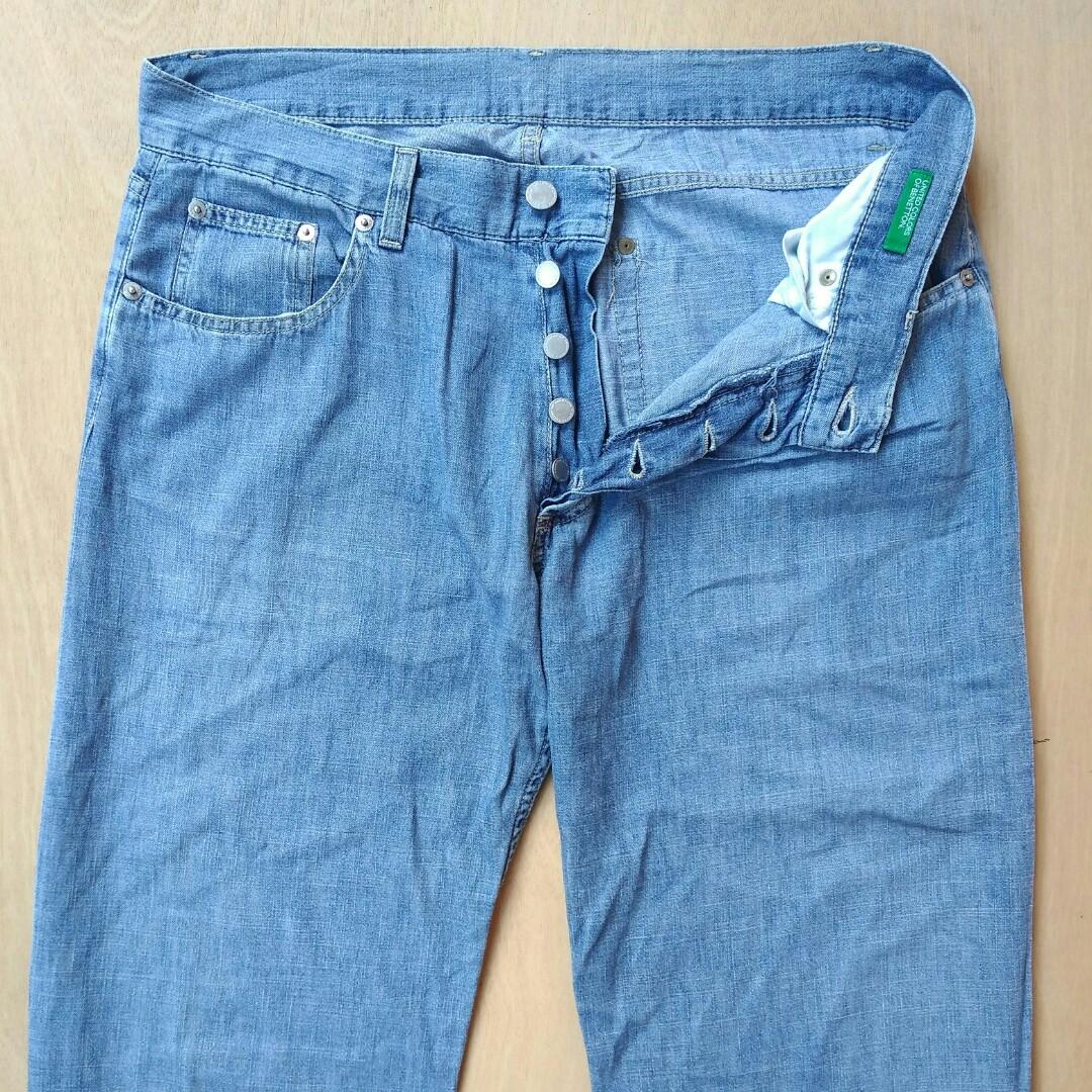 Original Benetton Jeans, Fesyen Pria, Pakaian , Bawahan di Carousell