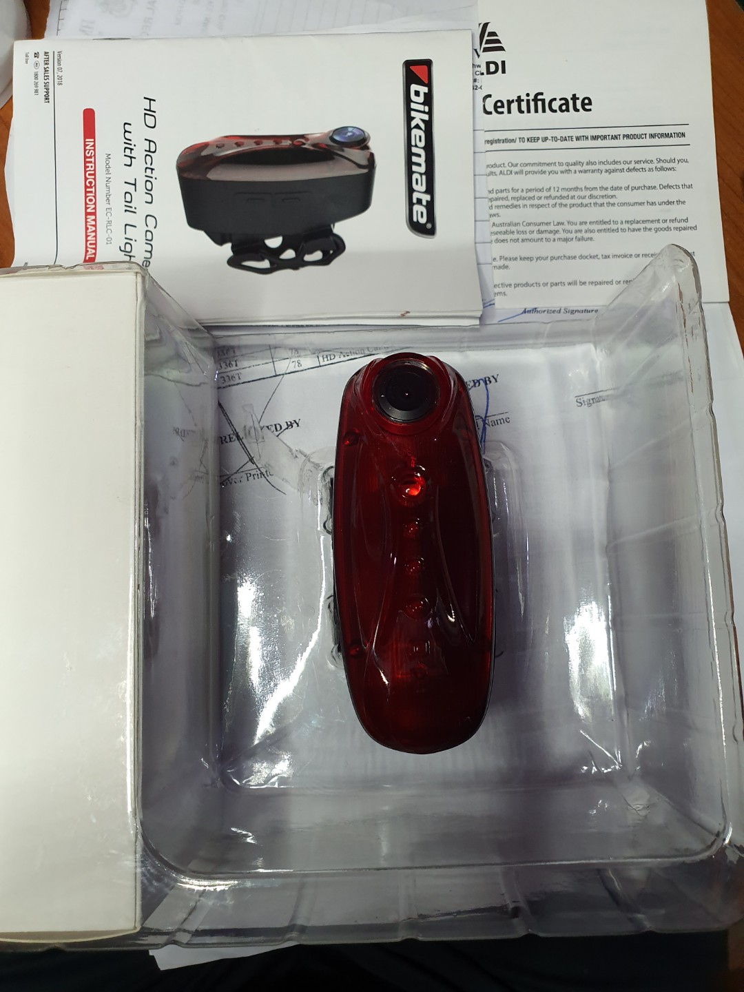 bikemate hd action camera with tail light