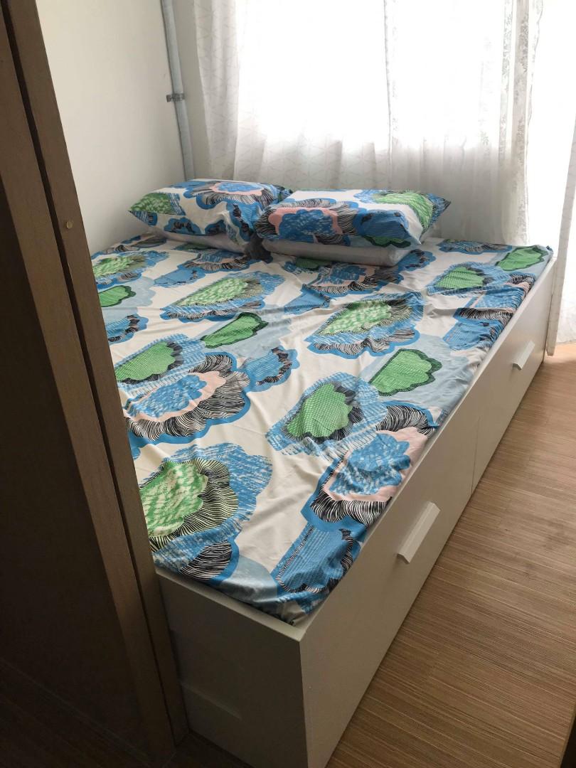 Ikea King Size Bed With Free Uratex Foam Home Furniture Furniture Fixtures Beds Mattresses On Carousell