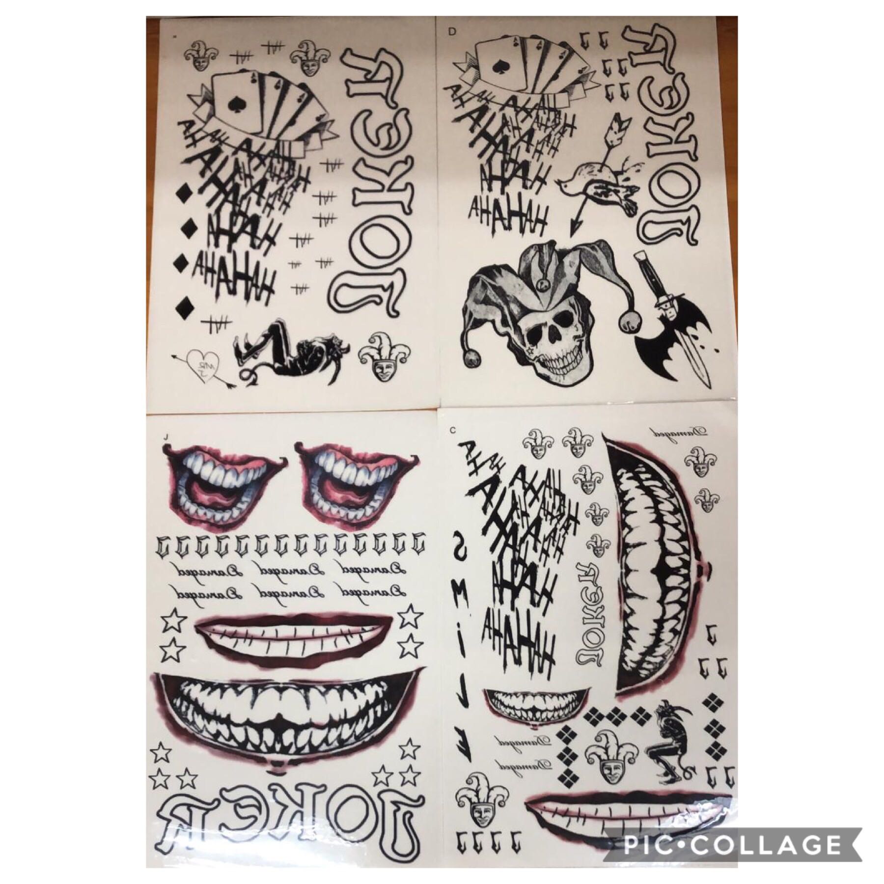 Joker Tattoos Suicide Squad Halloween Costume Dc Comics Cosplay
