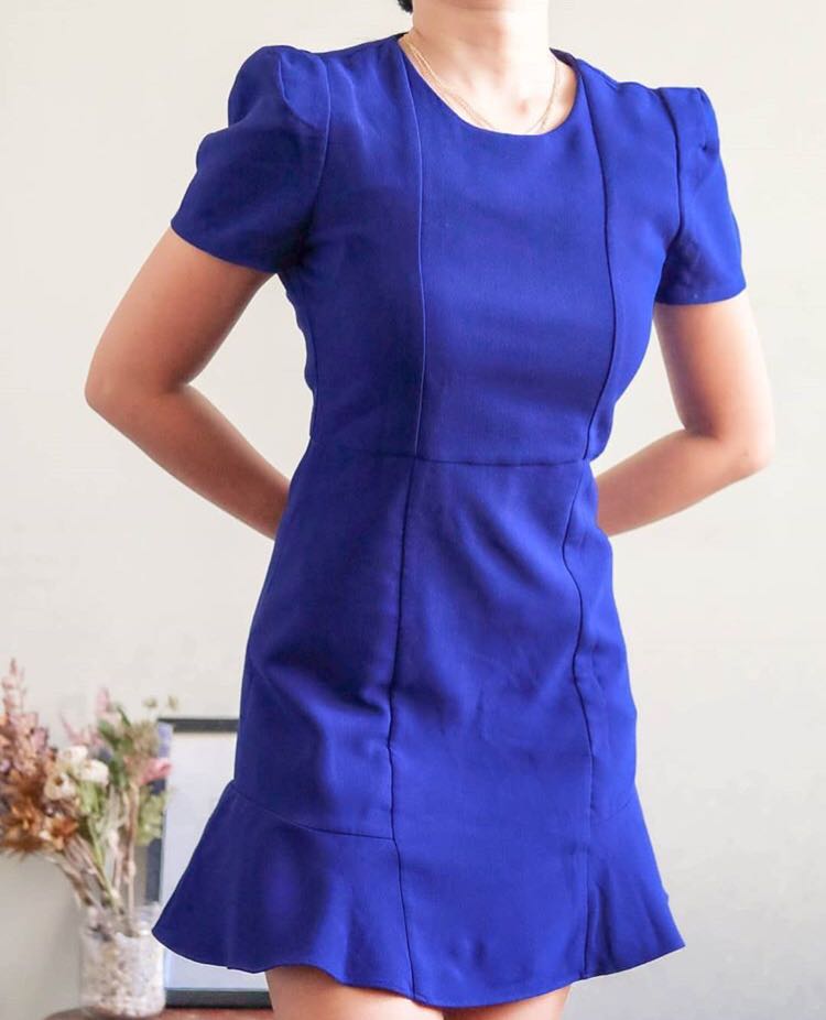 blue peplum dress with sleeves