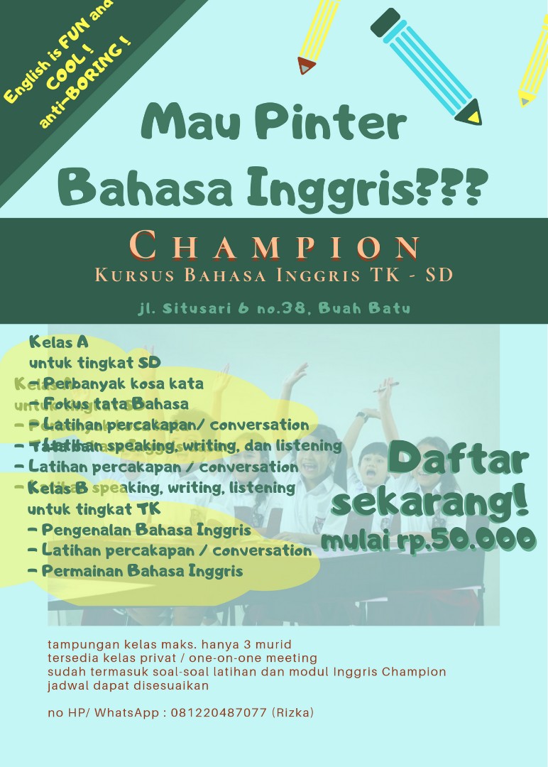 Jasa Kursus Bahasa Inggris Untuk Tk Sd Jasa Kursus Dan Bimbingan Belajar Di Carousell